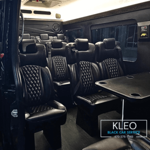 Luxury Mercedes Sprinter van interior – group limo service in Atlanta for events and corporate travel