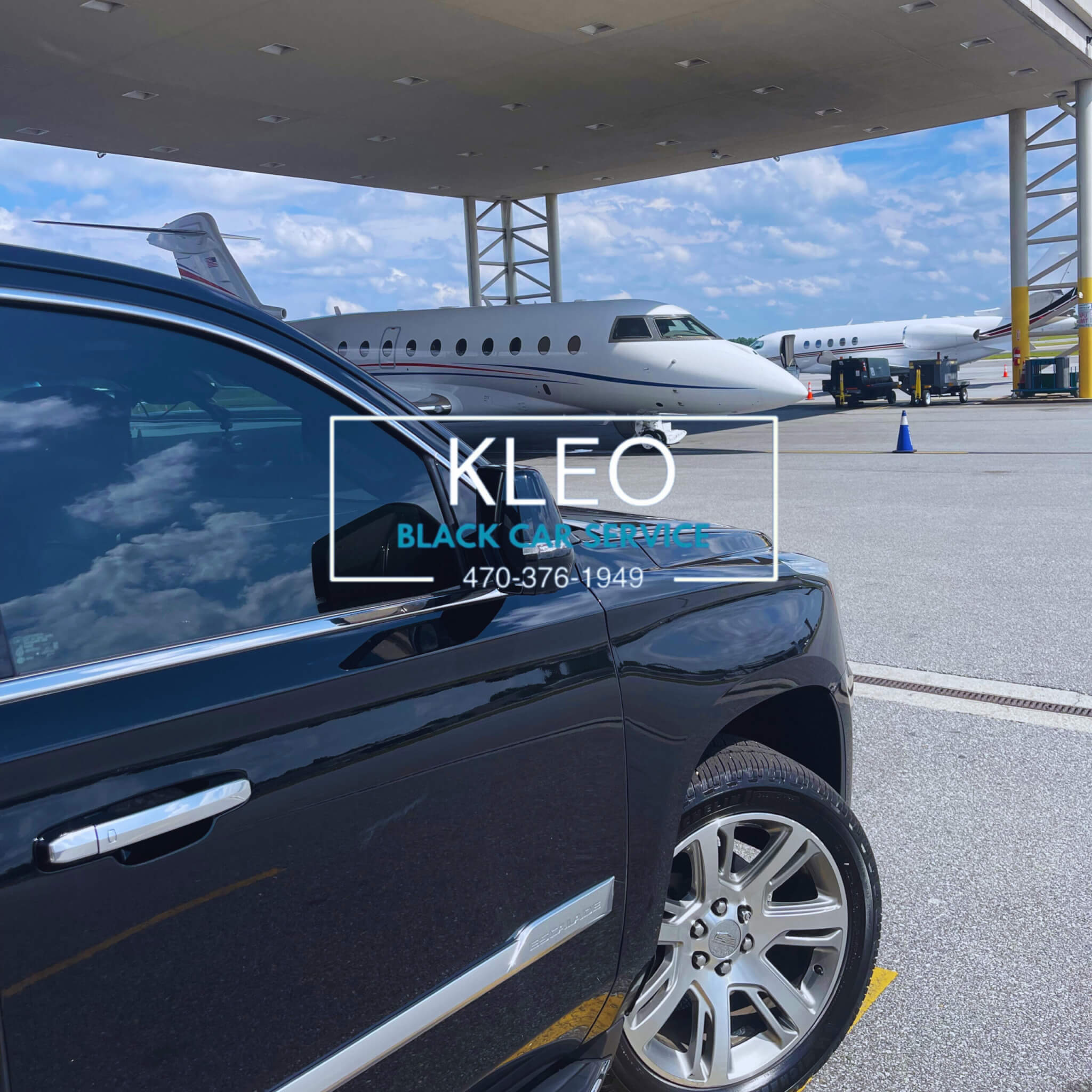 KLEO Black Car Service luxury SUV at Atlanta airport private jet terminal