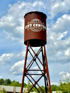 cumming-city-center-water-tower-georgia - KLEO Black Car Service Cumming City Center water tower landmark in Cumming, Georgia, near downtown