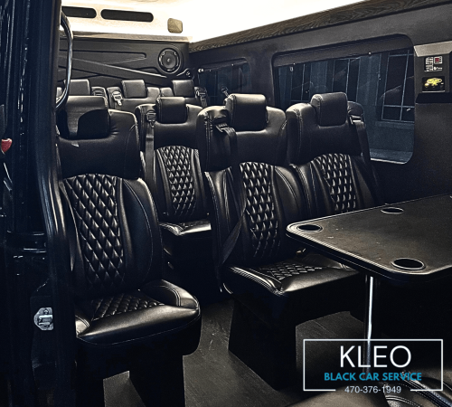 Luxury Mercedes Sprinter van interior – group limo service in Atlanta for events and corporate travel